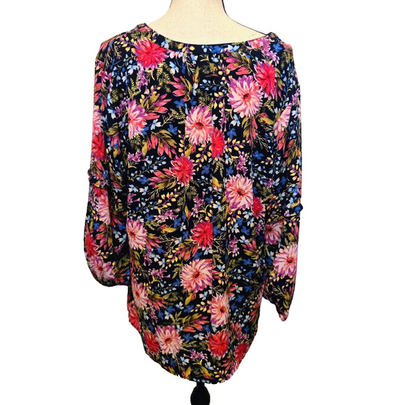 Women’s Pioneer Woman Boho Hippie Floral Blouse Flare Sleeves Lightweight XL - Picture 4 of 13